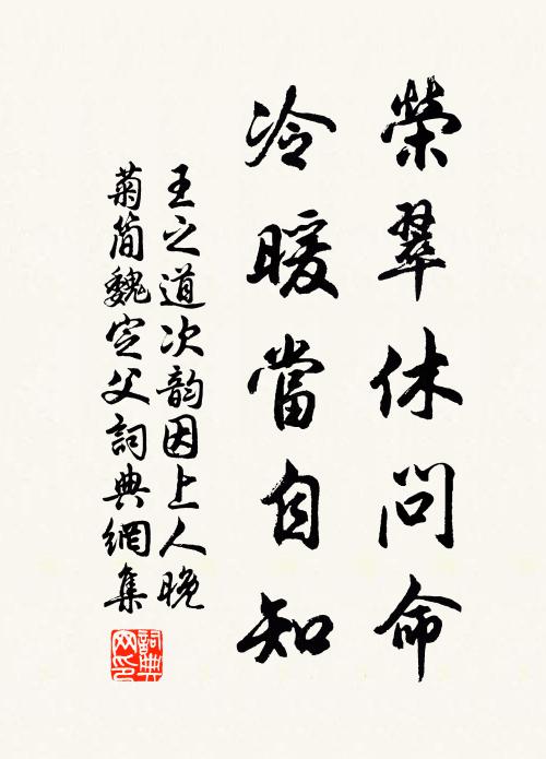 王之道荣翠休问命，冷暖当自知书法作品欣赏