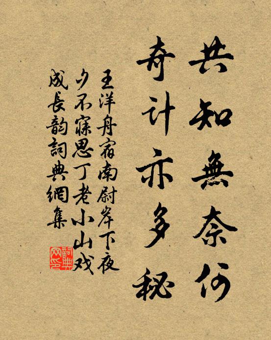 王洋共知无奈何,奇计亦多秘书法作品欣赏