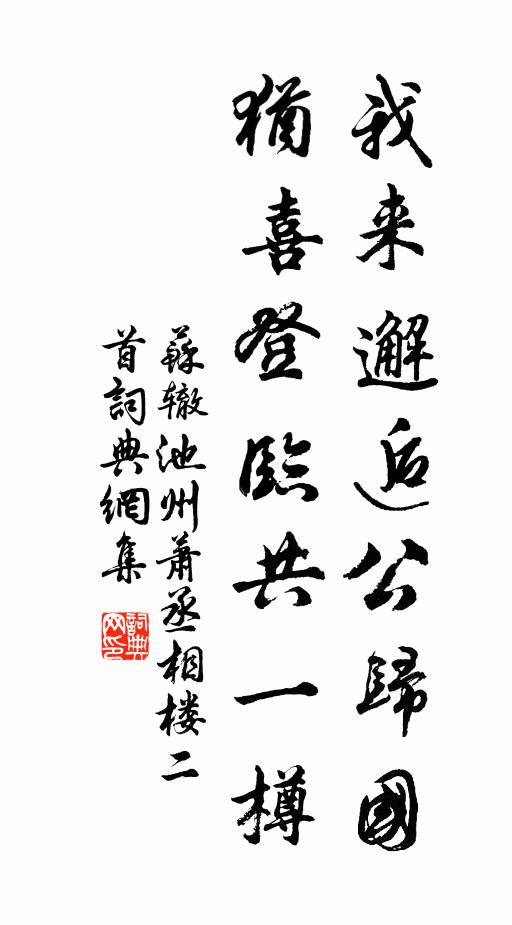 苏辙我来邂逅公归国，犹喜登临共一樽书法作品欣赏