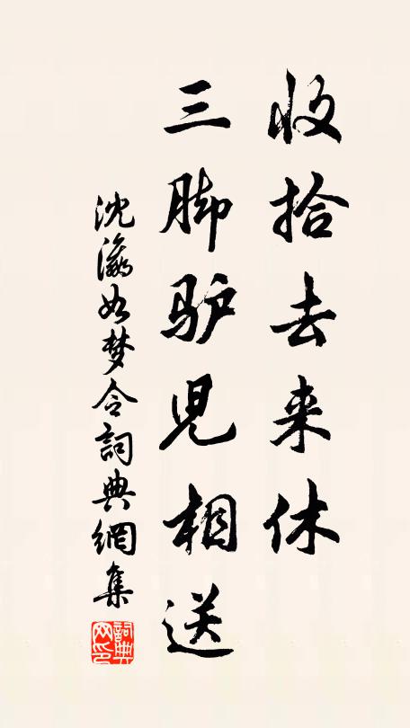 沈瀛收拾去来休，三脚驴儿相送书法作品欣赏