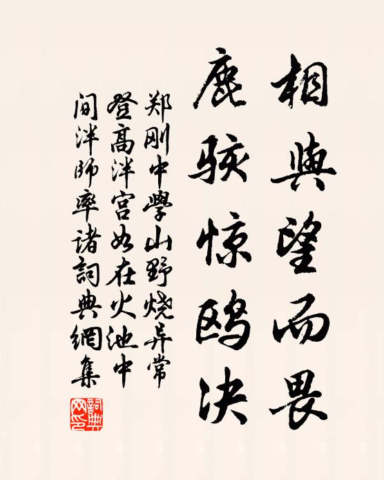 郑刚中相与望而畏，鹿骇惊鸥决书法作品欣赏