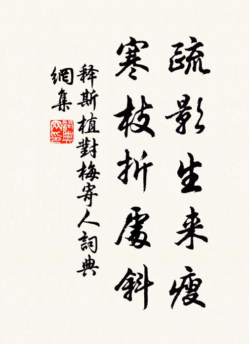 释斯植疏影生来瘦，寒枝折处斜书法作品欣赏
