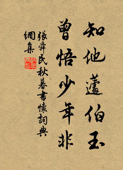 张舜民知他蘧伯玉，曾悟少年非书法作品欣赏