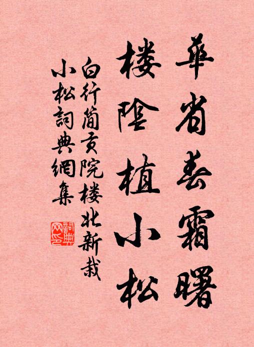 白行简华省春霜曙，楼阴植小松书法作品欣赏