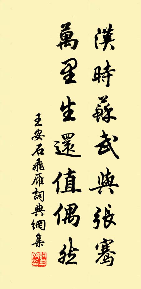 王安石汉时苏武与张骞，万里生还值偶然书法作品欣赏