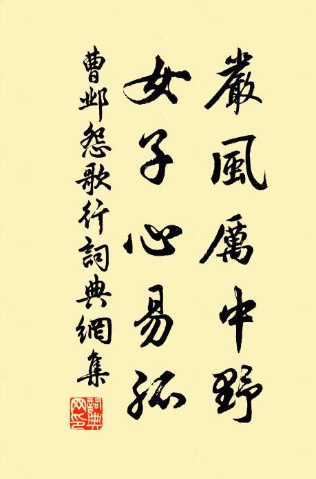 曹邺严风厉中野，女子心易孤书法作品欣赏