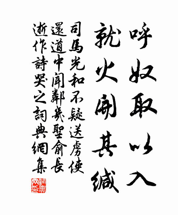司马光呼奴取以入,就火开其缄书法作品欣赏