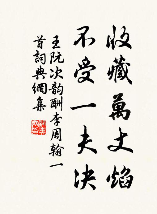 王阮收藏万丈焰，不受一夫决书法作品欣赏