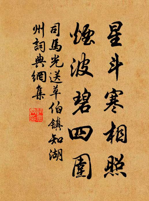 司马光星斗寒相照，烟波碧四围书法作品欣赏