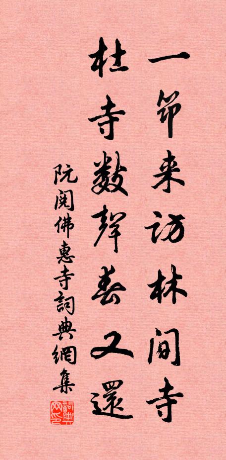 阮阅一筇来访林间寺，杜寺数声春又还书法作品欣赏