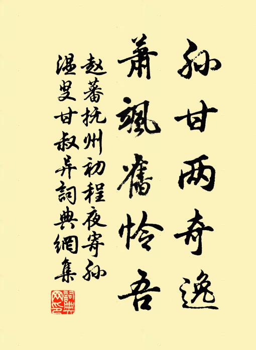 赵蕃孙甘两奇逸，萧飒旧怜吾书法作品欣赏
