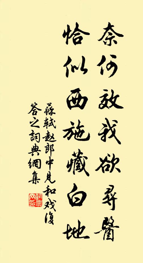 苏轼奈何效我欲寻医，恰似西施藏白地书法作品欣赏
