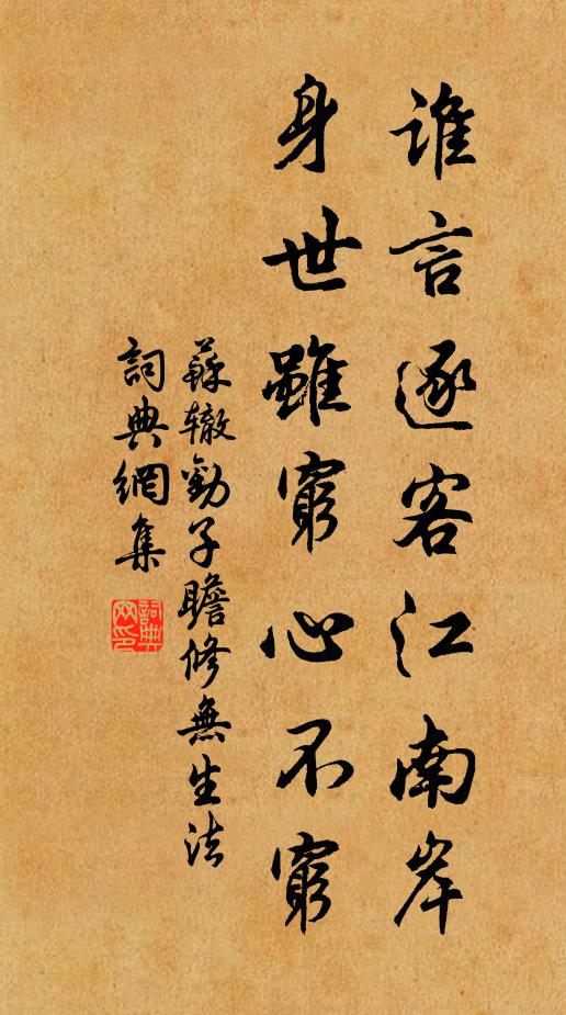 苏辙谁言逐客江南岸，身世虽穷心不穷书法作品欣赏