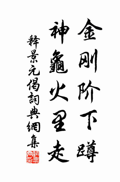 释景元金刚阶下蹲，神龟火里走书法作品欣赏
