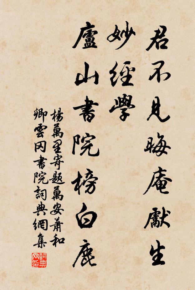 杨万里君不见晦庵先生妙经学，庐山书院榜白鹿书法作品欣赏