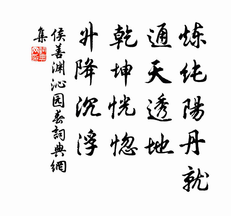 侯善渊炼纯阳丹就，通天透地，乾坤恍惚，升降沉浮书法作品欣赏