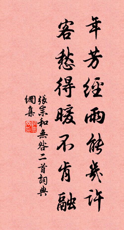 张耒年芳经雨能几许，客愁得暖不肯融书法作品欣赏