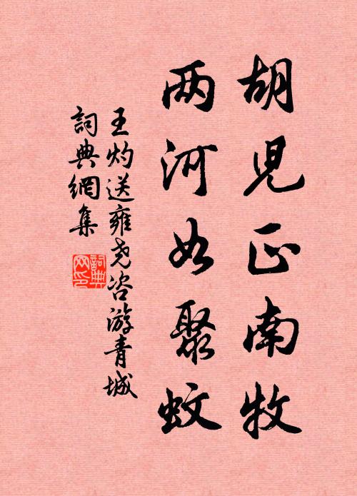 王灼胡儿正南牧，两河如聚蚊书法作品欣赏