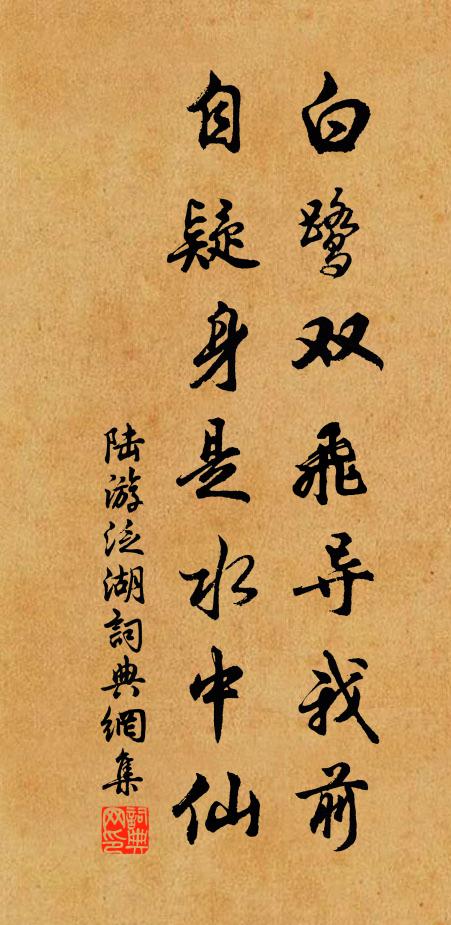 陆游白鹭双飞导我前，自疑身是水中仙书法作品欣赏