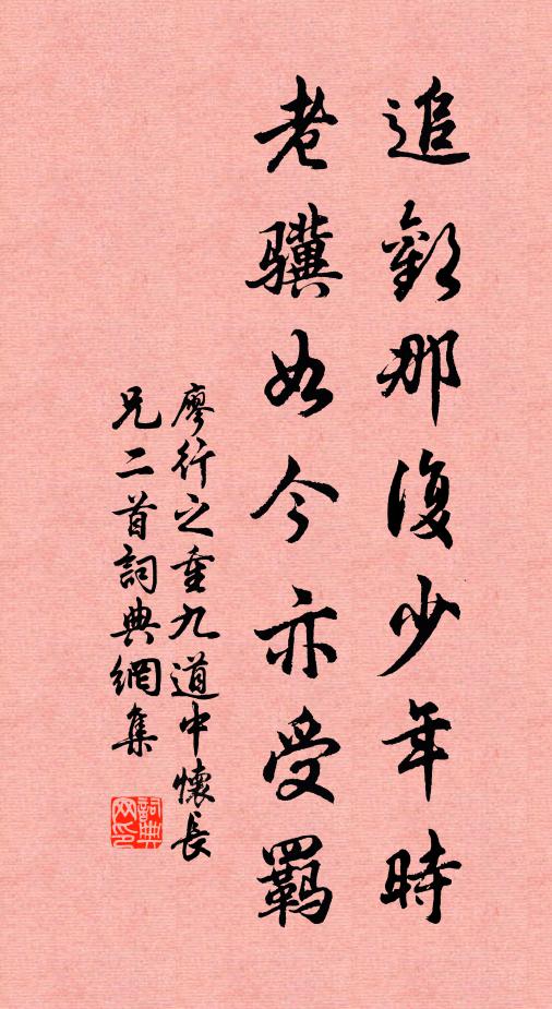 廖行之追欢那复少年时，老骥如今亦受羁书法作品欣赏
