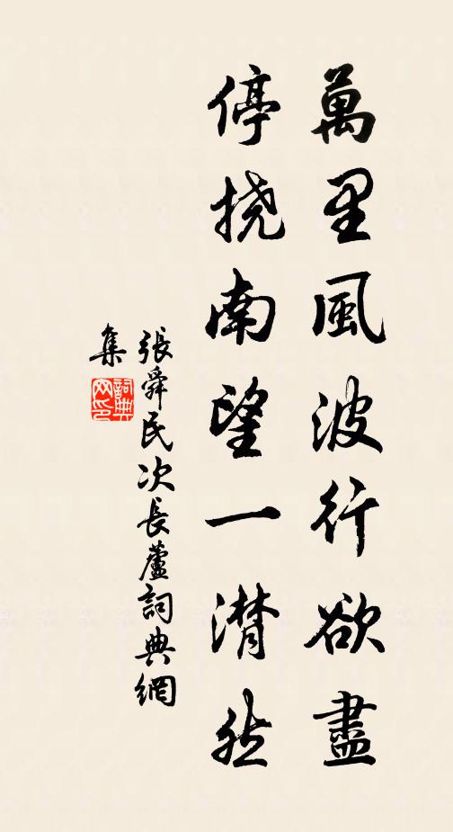 张舜民万里风波行欲尽，停挠南望一潸然书法作品欣赏