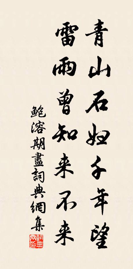 鲍溶青山石妇千年望，雷雨曾知来不来书法作品欣赏