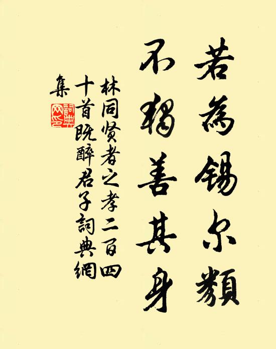 林同若为锡尔类，不独善其身书法作品欣赏