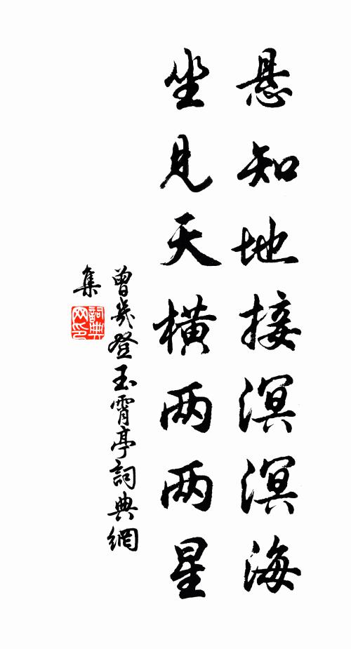 曾几悬知地接溟溟海，坐见天横两两星书法作品欣赏