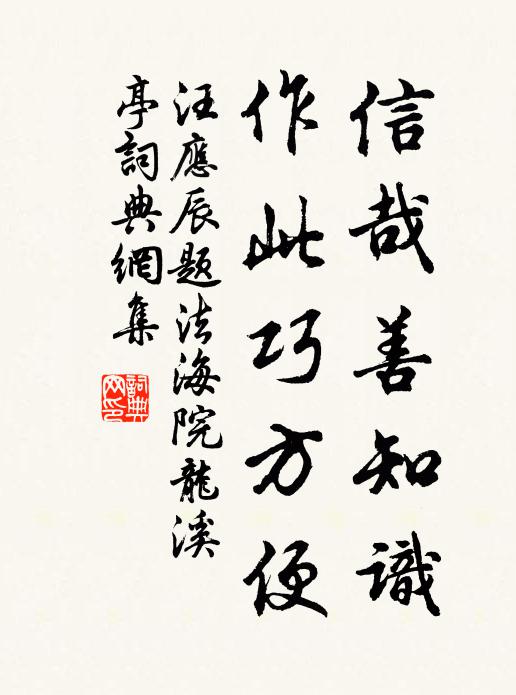汪应辰信哉善知识，作此巧方便书法作品欣赏