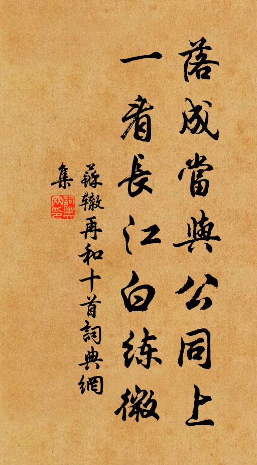 苏辙落成当与公同上，一看长江白练微书法作品欣赏