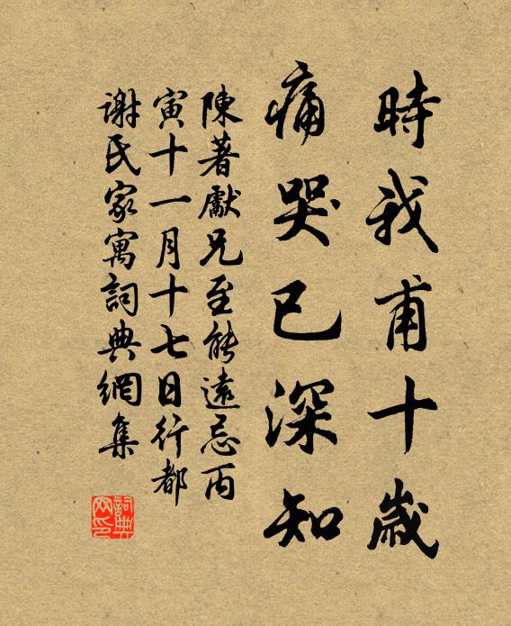 陈著时我甫十岁,痛哭已深知书法作品欣赏