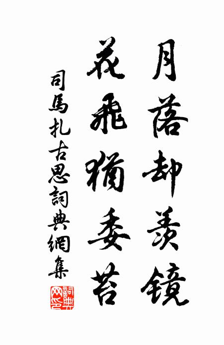 司马扎月落却羡镜，花飞犹委苔书法作品欣赏