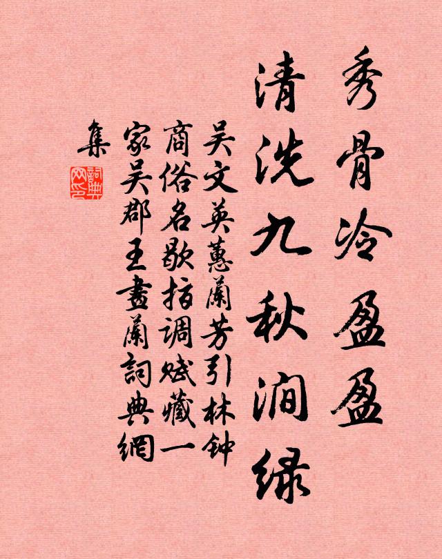 吴文英秀骨冷盈盈，清洗九秋涧绿书法作品欣赏