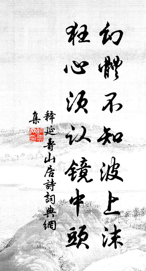 释延寿幻体不知波上沫，狂心须认镜中头书法作品欣赏
