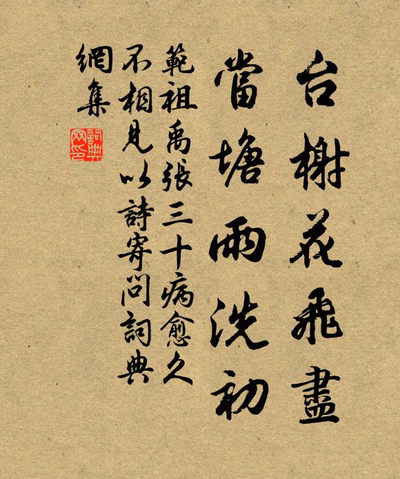 范祖禹台榭花飞尽，当塘雨洗初书法作品欣赏