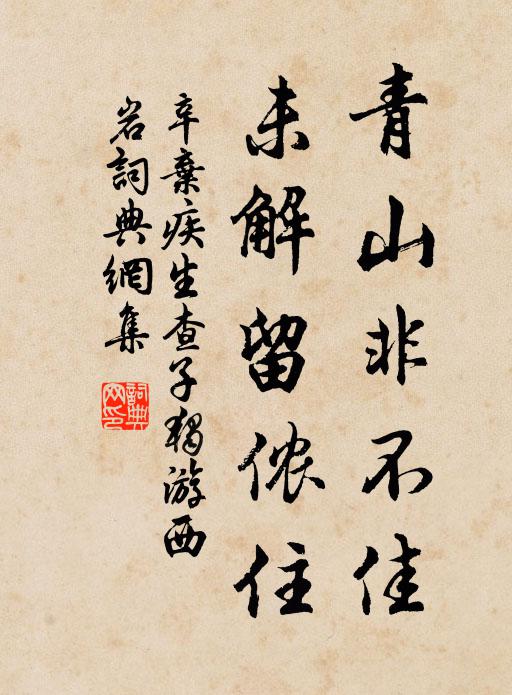 辛弃疾青山非不佳，未解留侬住书法作品欣赏