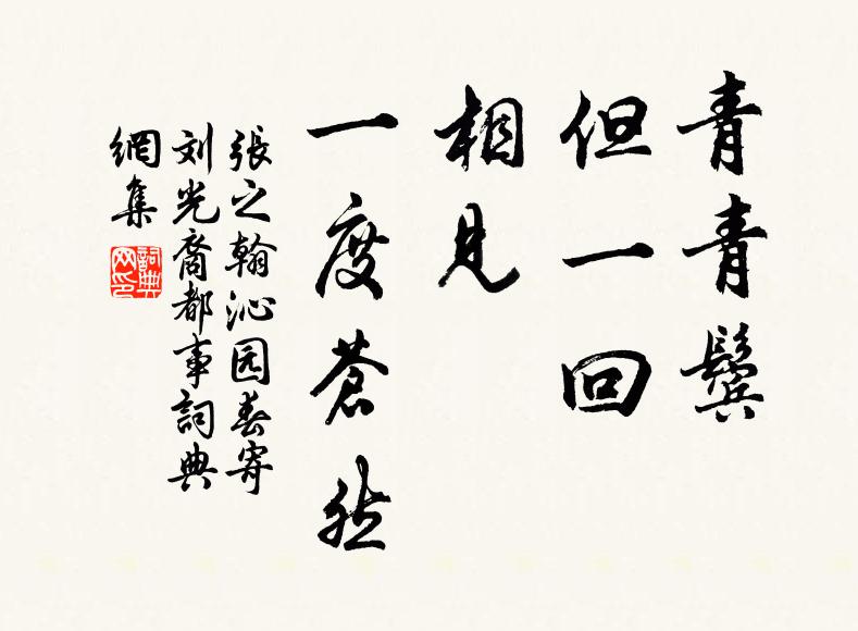 张之翰青青鬓，但一回，相见，一度苍然书法作品欣赏
