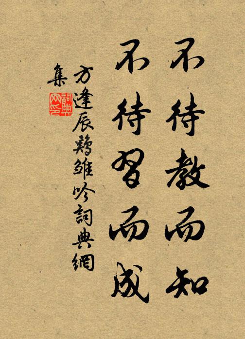 方逢辰不待教而知，不待习而成书法作品欣赏