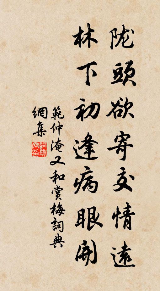 范仲淹陇头欲寄交情远，林下初逢病眼开书法作品欣赏