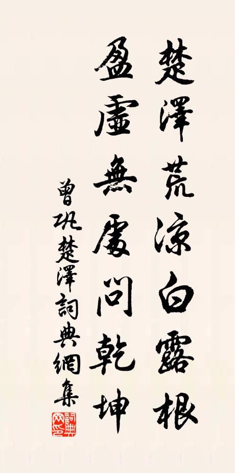 曾巩楚泽荒凉白露根，盈虚无处问乾坤书法作品欣赏