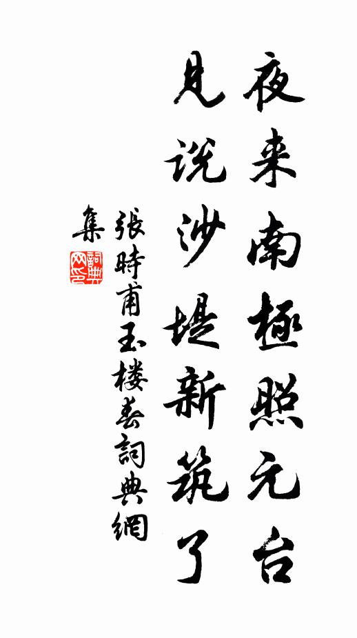 张时甫夜来南极照元台，见说沙堤新筑了书法作品欣赏