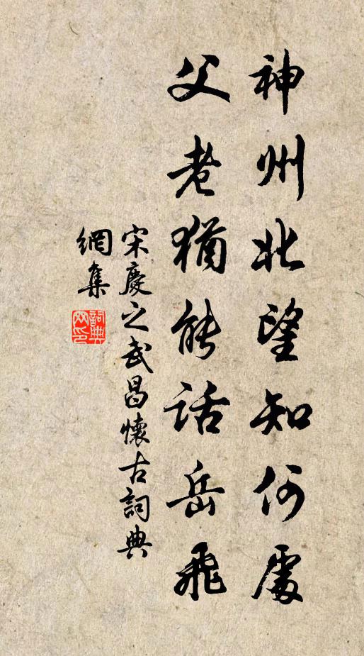 宋庆之神州北望知何处，父老犹能话岳飞书法作品欣赏