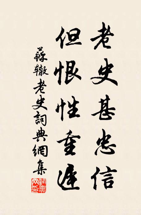 苏辙老史甚忠信，但恨性重迟书法作品欣赏