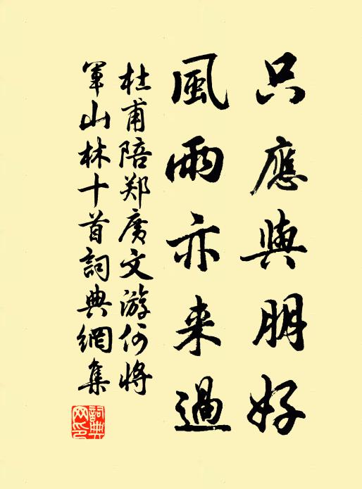 杜甫只应与朋好，风雨亦来过书法作品欣赏