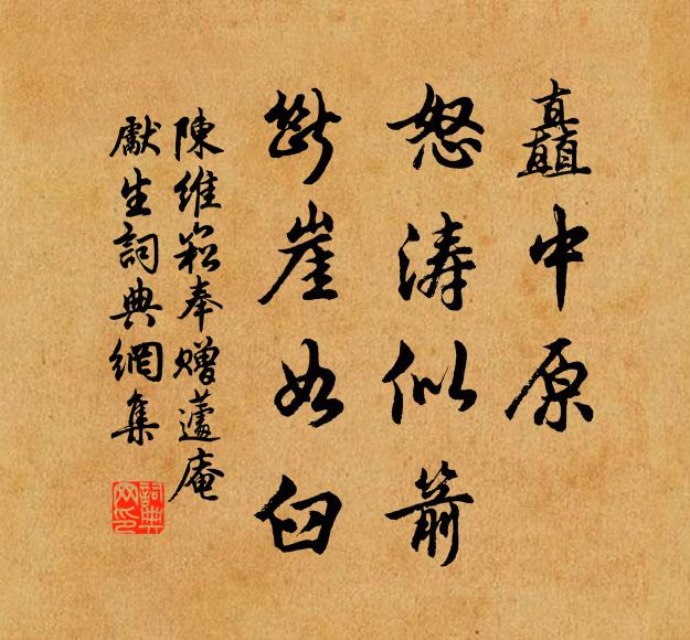 陈维崧矗中原、怒涛似箭，断崖如臼书法作品欣赏