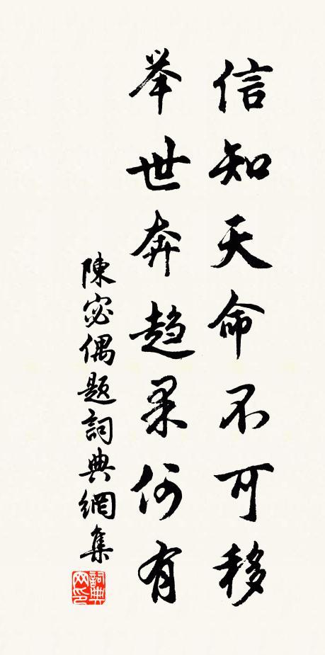 陈宓信知天命不可移，举世奔趋果何有书法作品欣赏