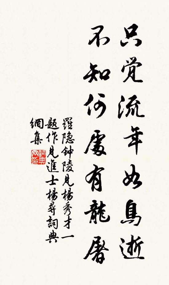 罗隐只觉流年如鸟逝，不知何处有龙屠书法作品欣赏