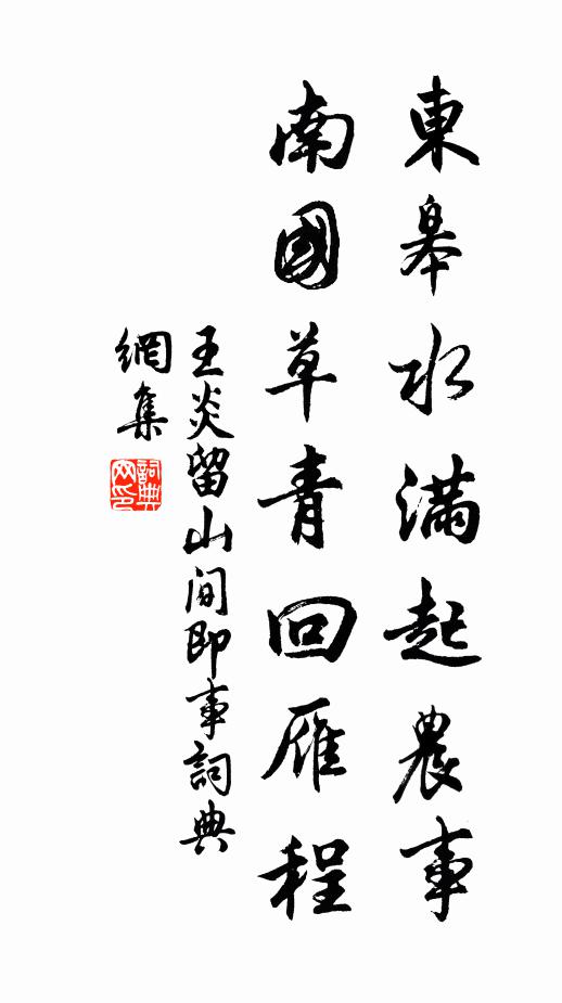 王炎东皋水满起农事，南国草青回雁程书法作品欣赏