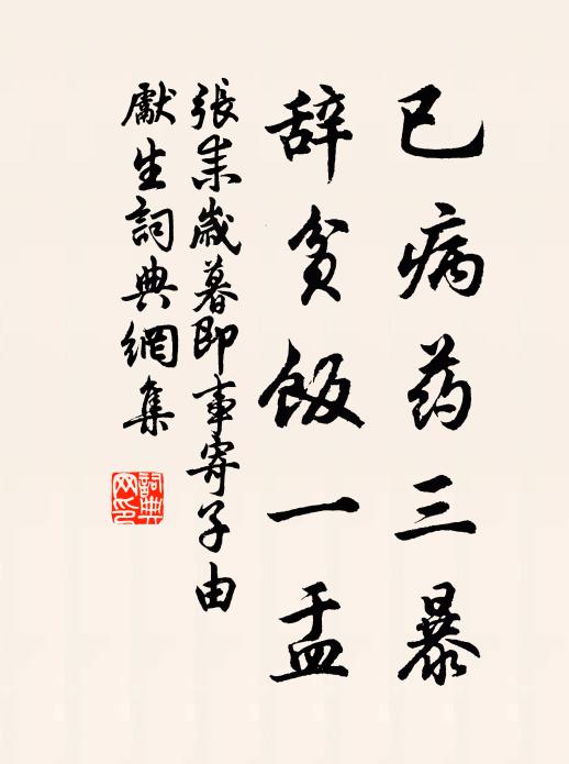张耒已病药三暴,辞贫饭一盂书法作品欣赏
