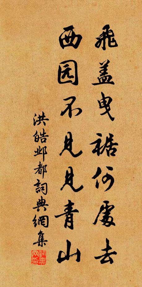 洪皓飞盖曳裾何处去，西园不见见青山书法作品欣赏
